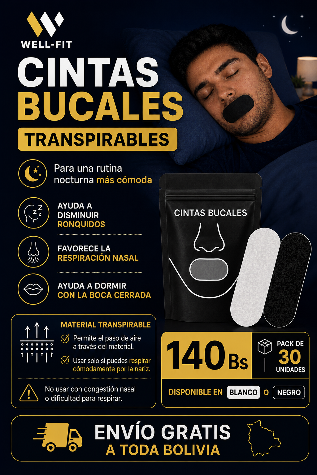 Cintas Bucales Transpirables Well-Fit